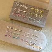 The 8th彩色珍珠迷你蝴蝶结立体合金美甲饰品飘带马卡龙色FF