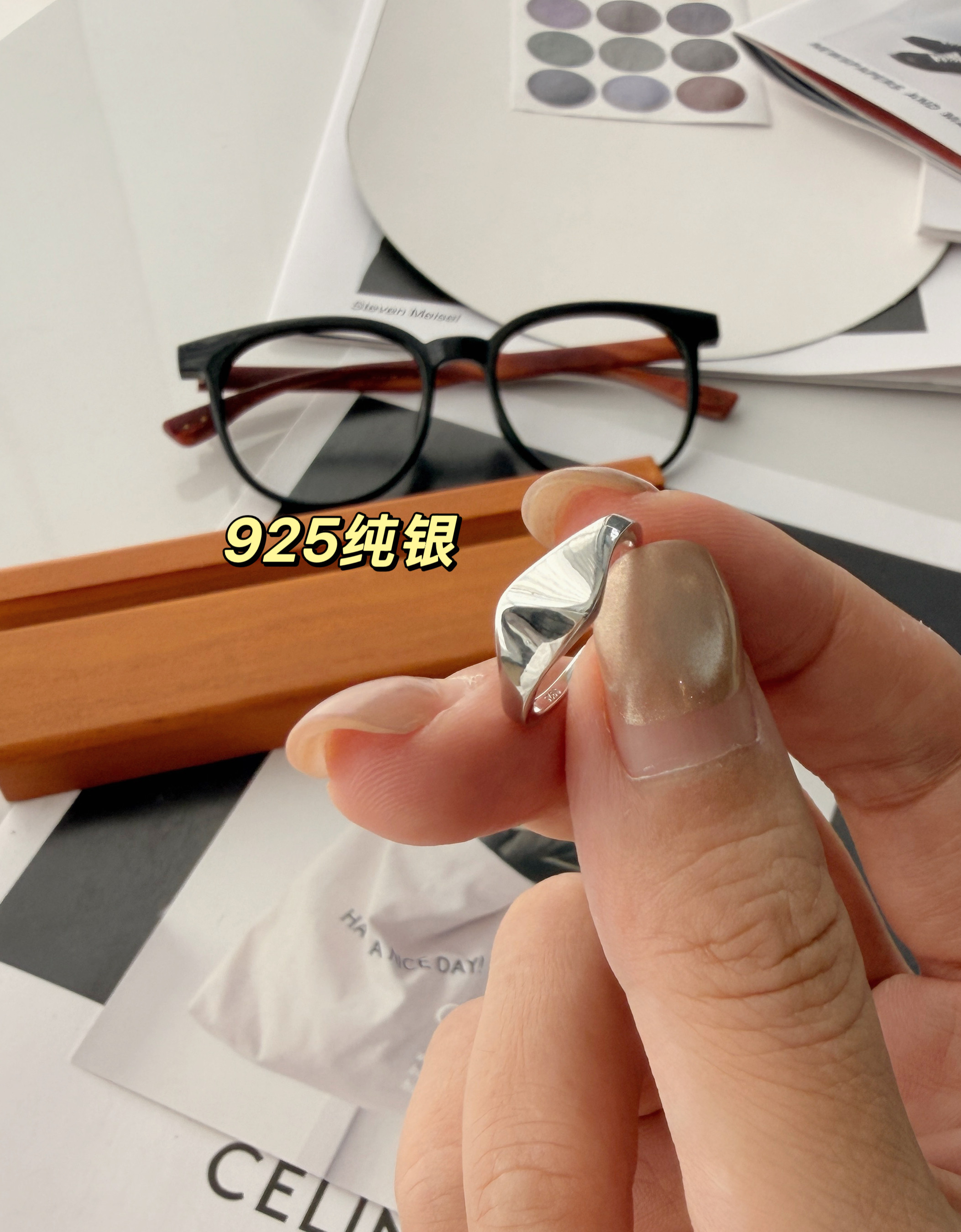 【纯银尾戒】力荐！S925纯银镀白金开口尾戒闪闪锆两面戴戒指自留