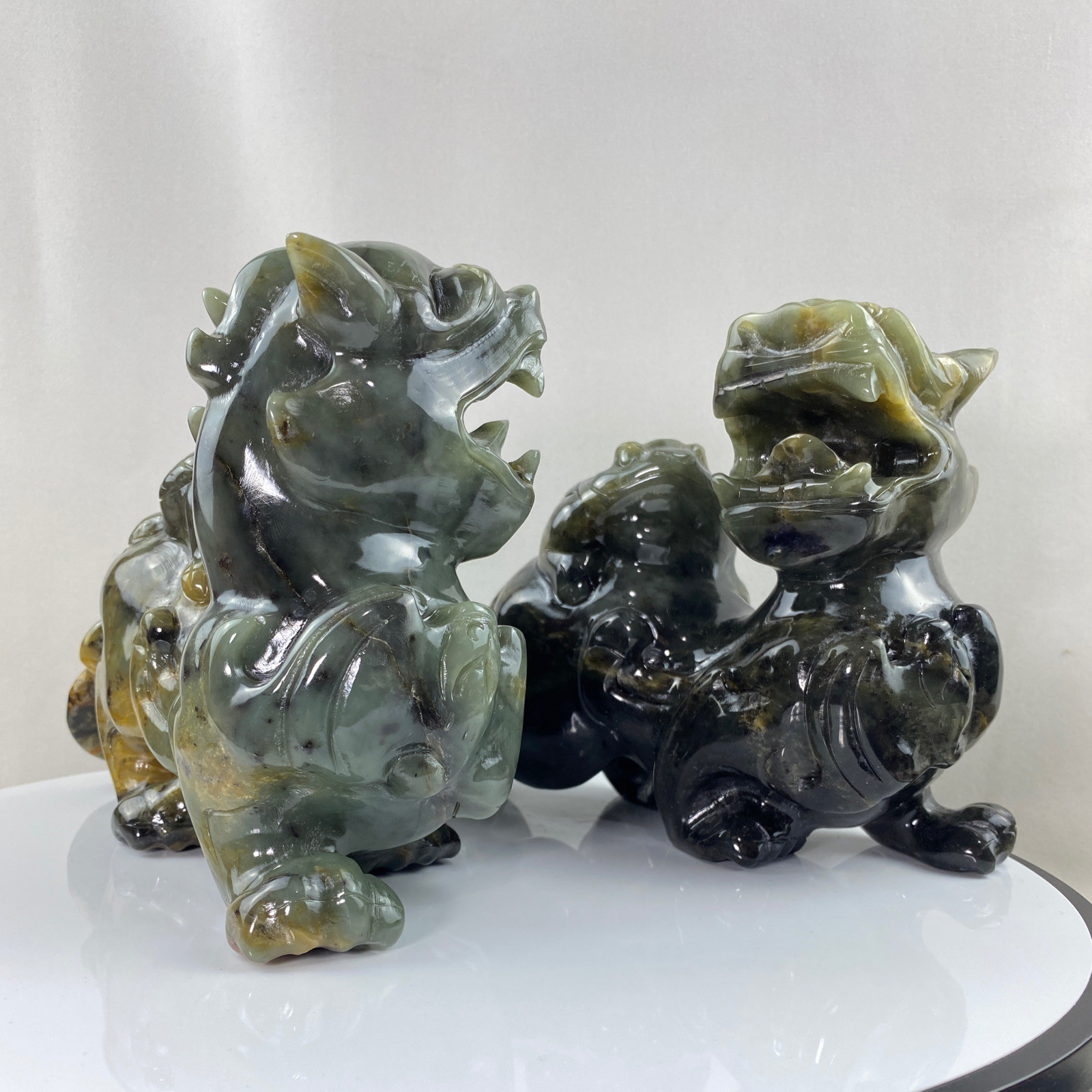 20cm纯天然玉石霸王貔貅招财一对摆件客厅办公室装饰品玄关工艺品