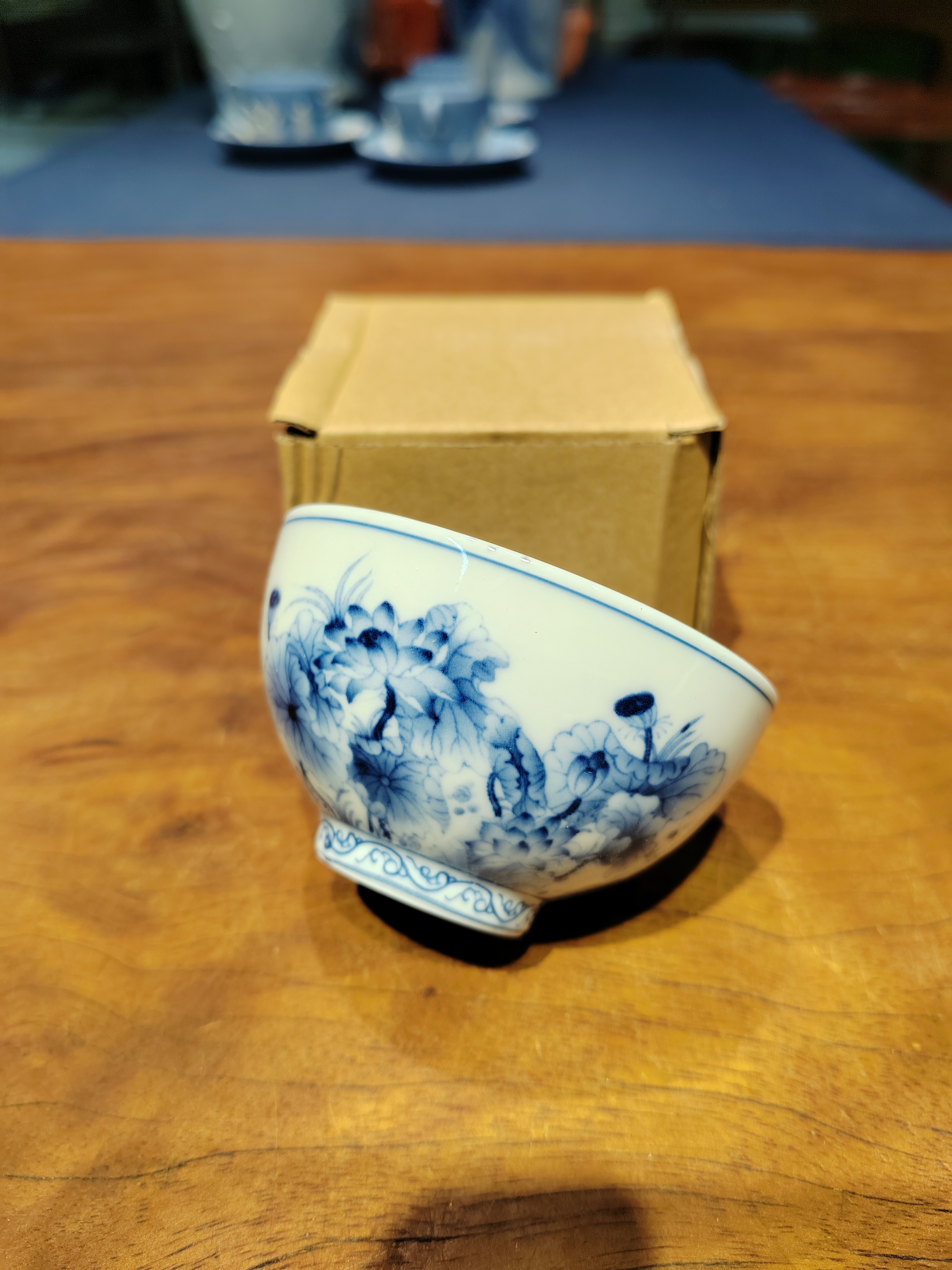 B幸山窑 青花 荷花杯 9*5厘米 容量100ml