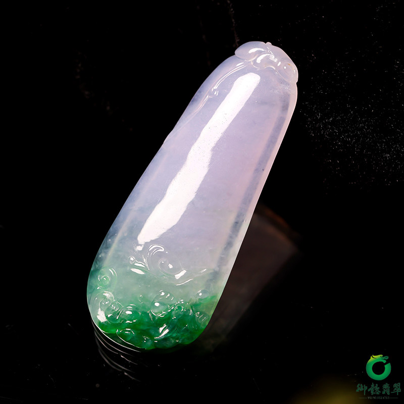 【御懿】缅甸天然A货冰种春带彩紫罗兰翡翠挂件 福瓜 12.4克