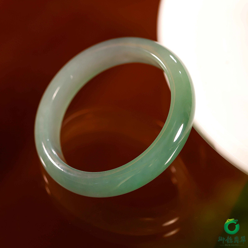 【御懿】缅甸天然A货翡翠冰种湖水蓝 手镯 55mm 58.2克