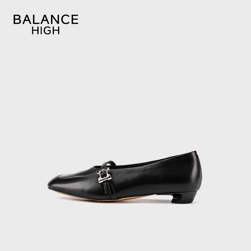 轻奢HIGH BALANCE新款668827复古一字扣玛丽珍时尚浅口低跟女鞋B