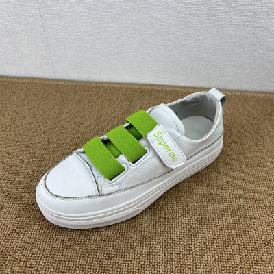 断码处理真皮厚底小白鞋女