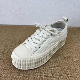 2025新款真皮厚底板鞋女白色增高休闲鞋百搭小白鞋浅口少女橡胶底