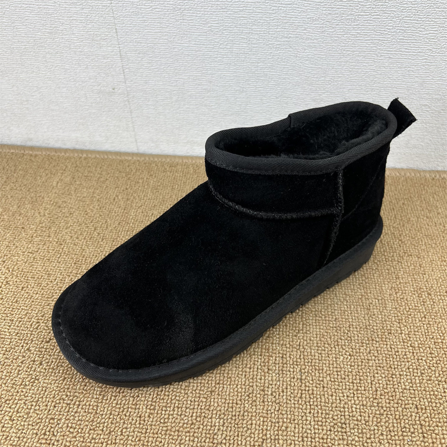 真皮冬季黑色毛绒雪地靴女加绒保暖防滑短筒棉鞋纯色加厚短筒靴子,女鞋,时尚雪地靴,淘宝优惠券,粉丝福利购,淘宝优惠卷