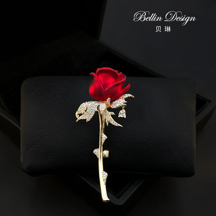 炙热的爱情玫瑰花胸针高档女西装高级感配饰开衫别针装饰胸花3867