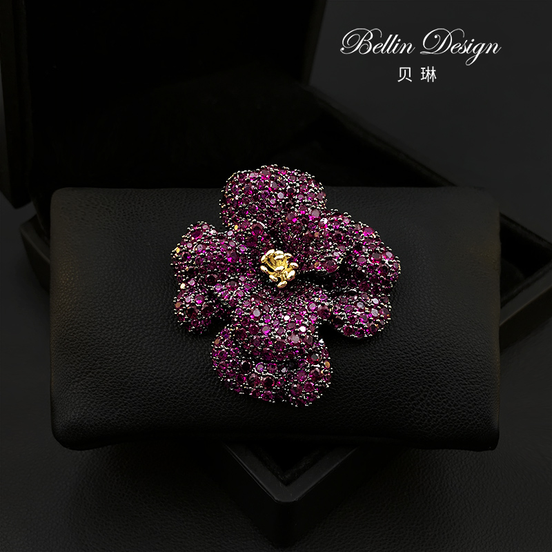 贝琳轻奢高级感复古花朵大衣胸针