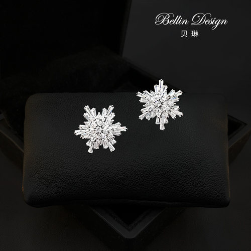 雪花六芒星西服衬衫扣免缝小胸针