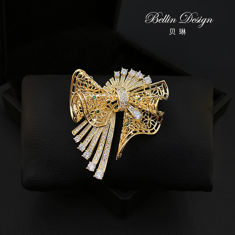 西洋复古风蝴蝶结胸针女西装配饰羊绒大衣胸花开衫别针配饰品5393