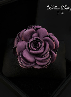 韩国布艺花朵胸针配饰女山茶花西装别针装饰品西服气质胸花3697