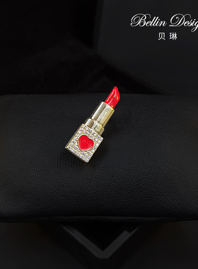 红色可爱卡通西服胸针女口红设计感小众衣服配饰胸花别针配饰3387