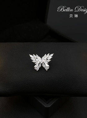 银色设计感小蝴蝶胸针女西服胸花配饰领针百搭气质防走光扣针5298