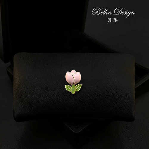 粉色郁金香防走光设计感扣针小众
