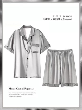 Silk Men's Pajamas Summer Thin Short-Sleeved Shorts High-End Gift Box 2026 New Mulberry Silk Home Wear Set