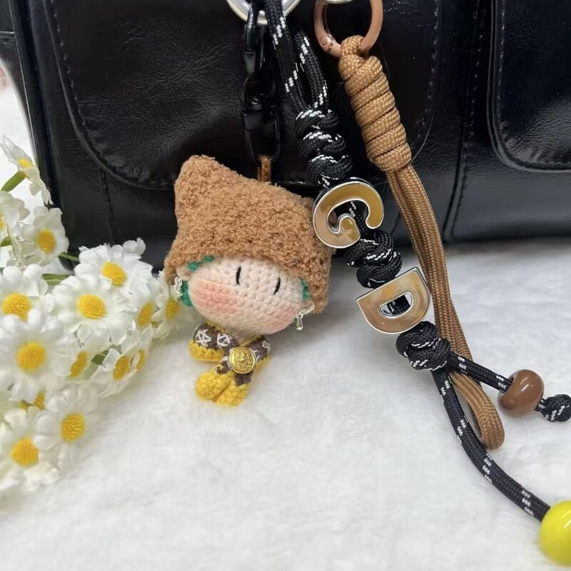 成品权志龙GD玩偶小帽娃娃团子公仔挂件手工钩织毛线钥匙扣包包挂