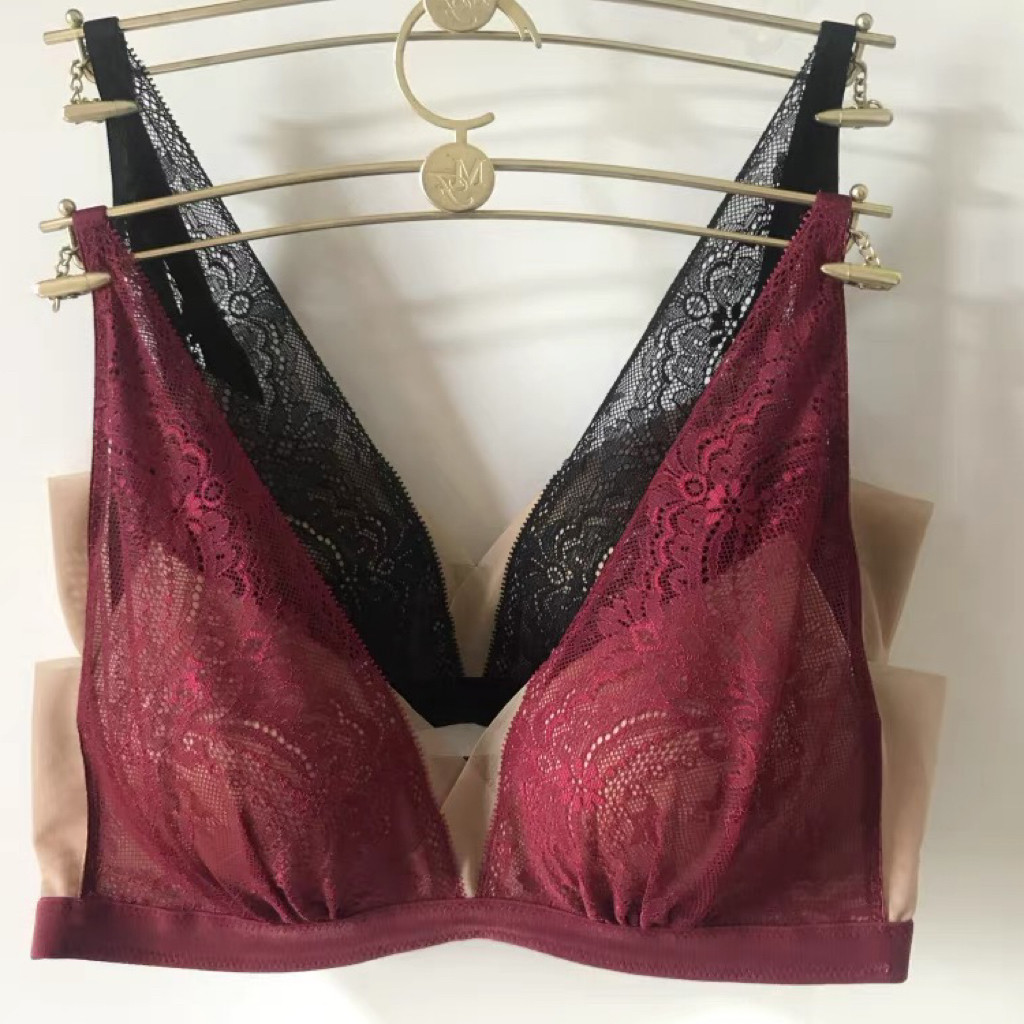 伊维斯无钢圈内衣10810890法式长三角深v性感蕾丝舒适文胸内衣薄