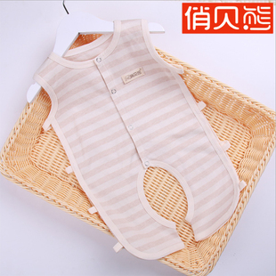 凉快透气夏季彩棉背心琵琶衫连体衣新生婴儿纯棉无袖哈衣爬服宝宝