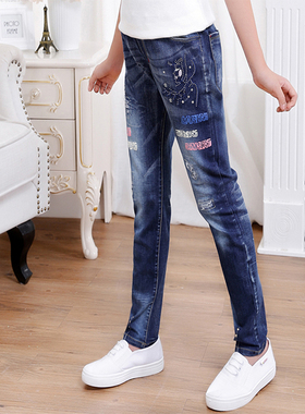 儿童牛仔裤女童裤子秋季2025新款微胖女孩裤子初中生10宽松12洋气