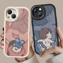 情侣手机壳蜡笔小新任意机型卡通适用iPhone16高级感11小众羊皮12苹果15plus华为vivo硅胶13全包镜头14promax