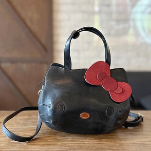 Hello Kitty头层植鞣牛皮真皮高油脂复古单肩斜挎可爱猫咪包包