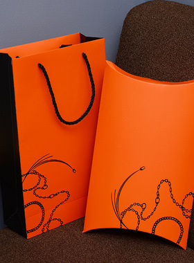 橙色精美丝巾礼品盒 丝绸 真丝围巾包装盒 手提袋搭配店内商品