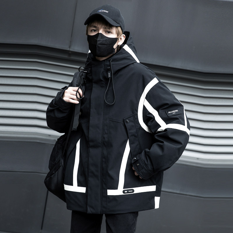 加厚三防冲锋衣羽绒服男款设计师款连帽户外滑雪衣服2025冬季外套