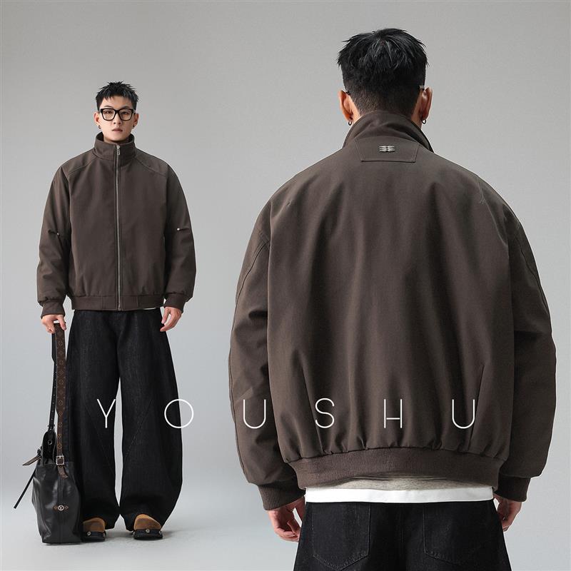 有术白鸭绒立领夹克羽绒服男冬季2025新款潮牌宽松轻薄保暖外套