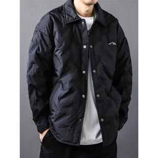 有术90白鸭刺绣格子羽绒服男冬季新款轻薄舒适宽松保暖大码外套