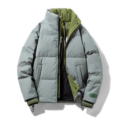 白鸭绒复古钻兰山系营地加厚短款羽绒服男士冬季保暖情侣夹克外套