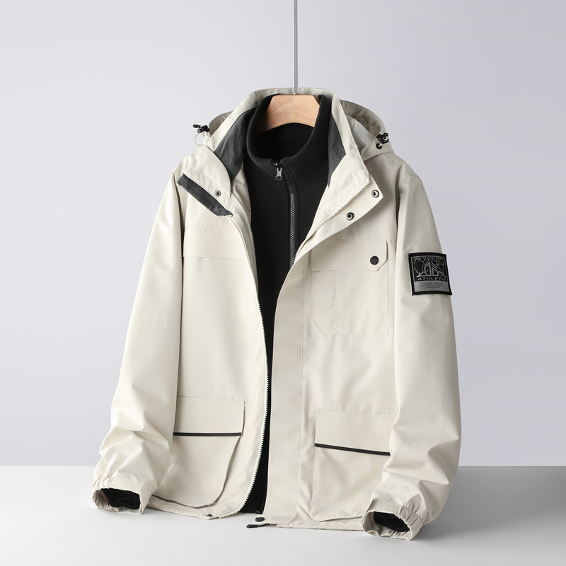 冲锋衣定制印logo工作服男三合一工装加绒风衣定做外套印字冬季女