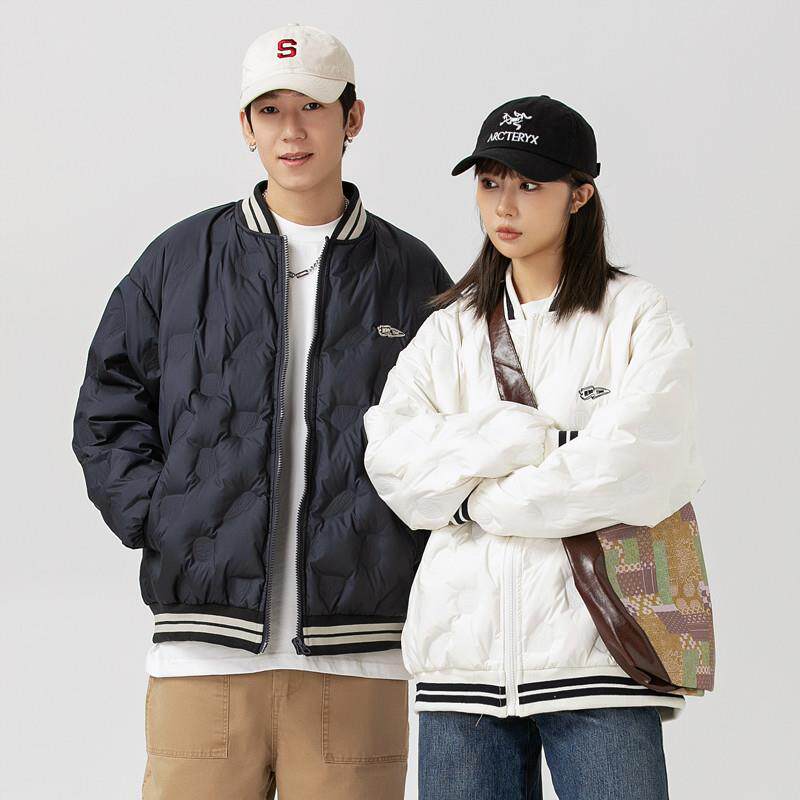 冬季美式轻薄棒球领羽绒服男2025冬季新款90白鸭绒保暖休闲外套男