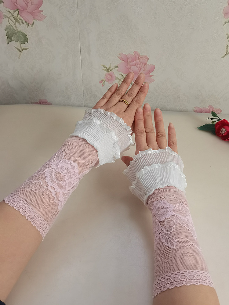 PRINCESS FAN KOREAN VERSION OF THE WILD CUTE WRIST SLEEVES WRISTBANDS FAKE CUFFS HAND SLEEVES FEMALE FAKE SLEEVES DECORATION LENGTHENED CLOTHES