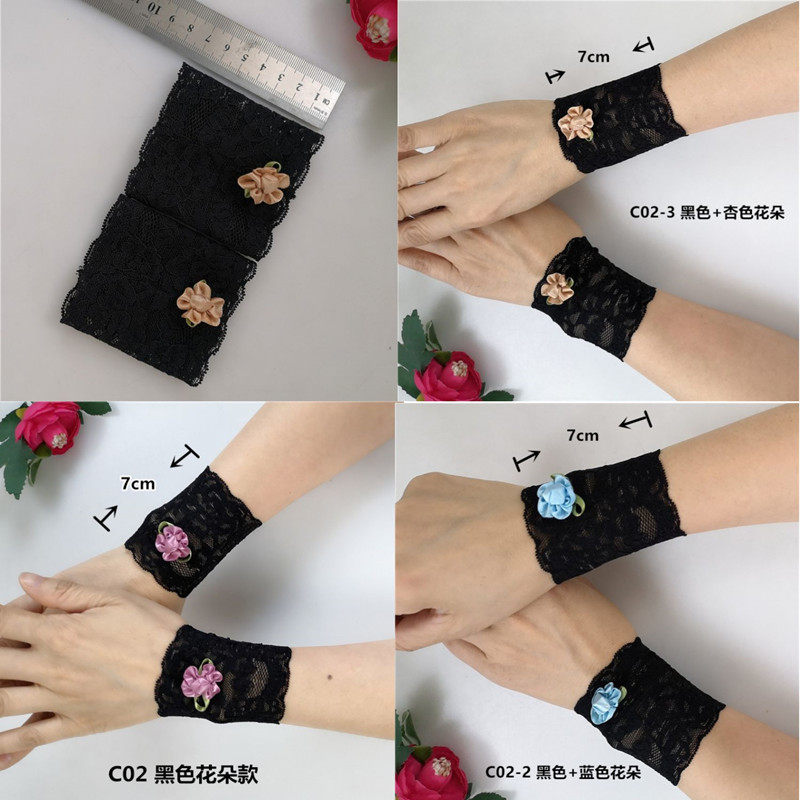 SPRING AND AUTUMN THIN SHORT STRETCH LACE WRIST BRACE FEMALE SCAR TATTOO BREATHABLE WRIST COVER BIG ARM ELBOW ARM ARM