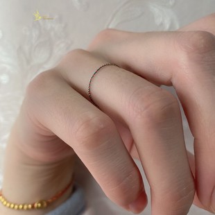 二件包邮0.3许愿原创设计戒指精致超细款本命年指环气质红绳