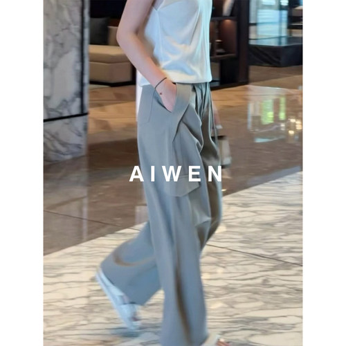 【AIWEN艾芠】莱赛尔棉工装风直筒阔腿休闲裤女TLD-Q60488
