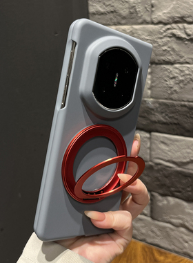 【带支架】肤感轻奢风钛灰色金属支架适用华为mateX7手机壳新款折叠屏X6/X5女款X3翻盖防摔magicV5硬壳findN5