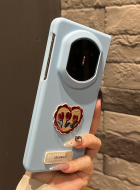 【高级感】肤感硬壳婴儿蓝爱心郁金香适用华为mateX7手机壳X6/X5折叠两件套X3女款magicV5翻盖防摔findN5新款