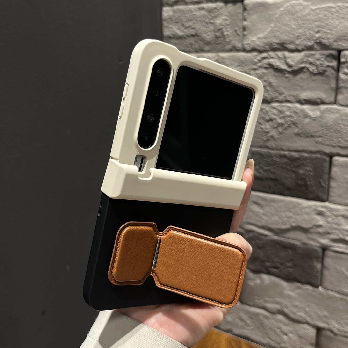 【带支架】气质风中轴拼色白黑皮质支架适用华为puraX手机壳时尚简约折叠三件套purax翻盖防摔女款全包保护套,3C数码配件,手机保护套/壳,淘宝优惠券,粉丝福利购,淘宝优惠卷