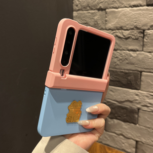 razr60 ins风中轴拼色粉蓝公主请发财适用华为purax手机壳pocket2折叠zflip7日韩Vflip女N3flip个性 高级感