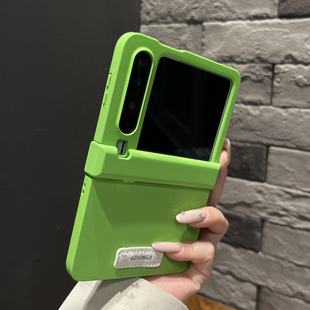 女款 高端简约肤感中轴草绿色适用华为purax手机壳zflip7折叠三件套mixflip2个性 magicVflip2小众风 高级感