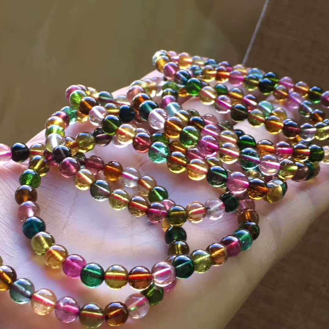 5A级天然巴西碧玺手链6.2mm 体透色艳 招财旺夫 女款礼品正品包邮