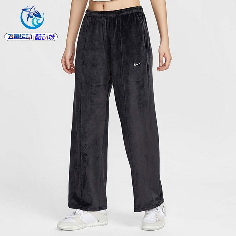 耐克Nike女子黑色灯芯绒直筒长裤