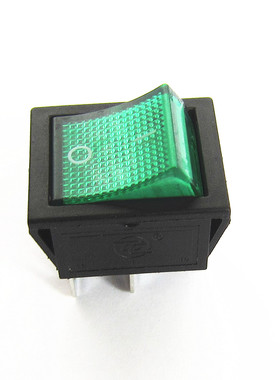 KCD4船形开关  翘板电源按钮 2档4脚绿色带灯 16A 250V 31x25mm