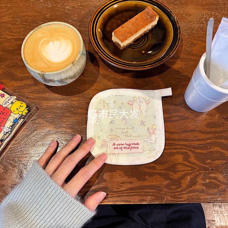 好市民大发 自制绿色系可爱天使棉质氛围感法式少女心杯垫餐垫ins图片