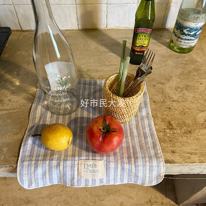 好市民大发 自制可爱少女心水果碎花蓝色系桌面隔热垫餐垫摆拍ins