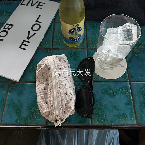 好市民大发 自制BM风毛呢拼色便携式ccd收纳包口红气垫旅行洗漱包