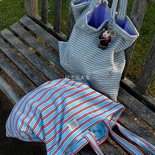 好市民大发 自制毛巾了大容量经典条纹百搭肩背沙滩袋日常搭配ins