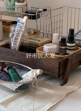 好市民大发 日式复古木质家用浴室厨房桌面台面实用收纳架杂物ins
