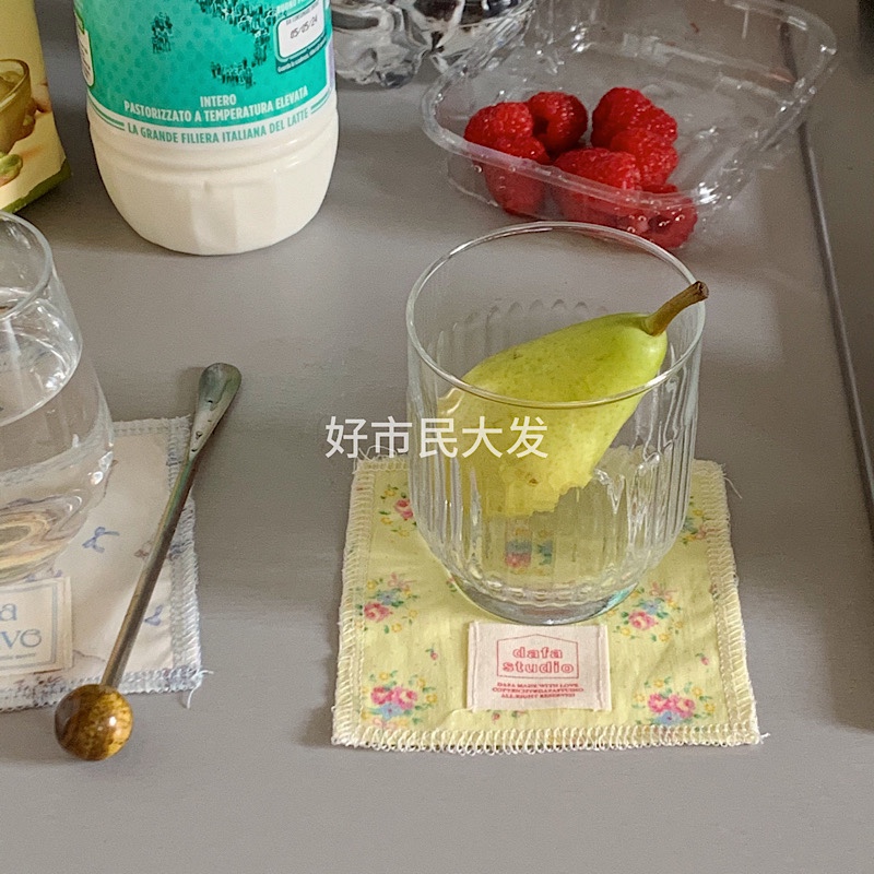 好市民大发 韩国进口布料自制可爱猫咪碎花杯垫隔热拍摄道具ins新